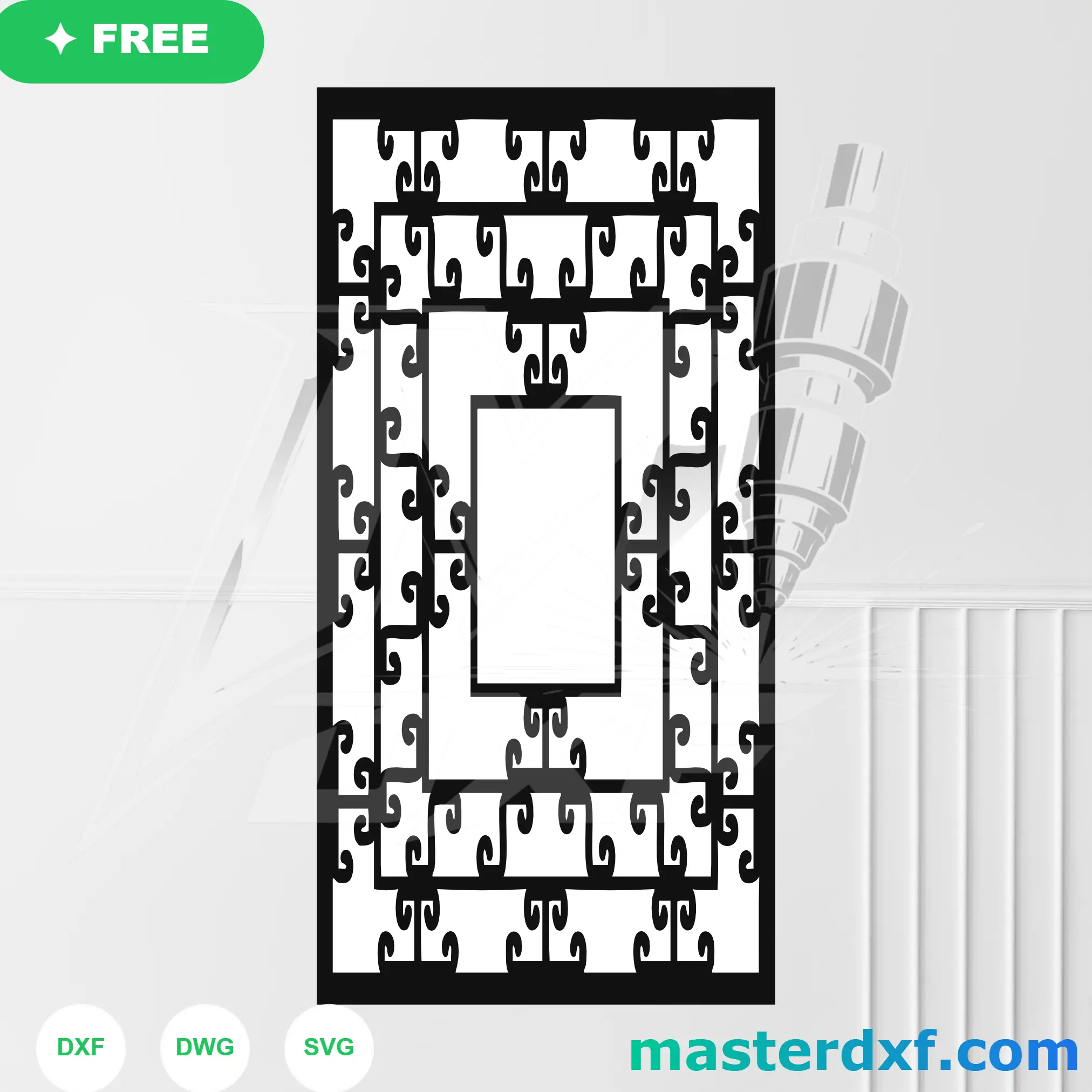 Nested Rectangle Scroll Frame DXF Panel for Layered Gate Designs DXF File